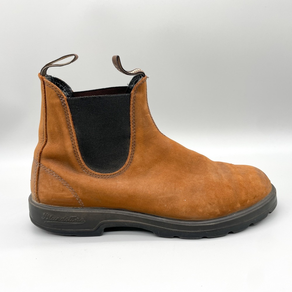 Blundstone Mens 9/ 10 Rustic Brown Leather Chelsea Boots Rugged Outdoor Classic